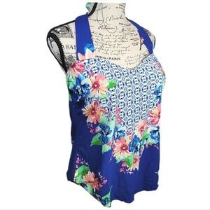 24th & Ocean Tankini Swimsuit Womens L XL Separates‎ Halter Top Bottom New